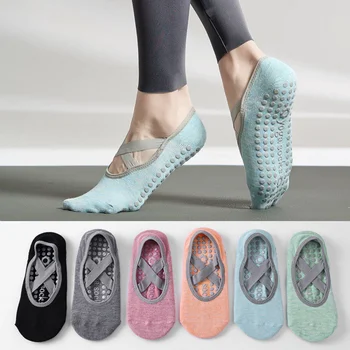 1 пара Профессиональных женских Носков для йоги, силиконовые противоскользящие балетные носки для Пилатеса, женские дышащие бандажные танцевальные спортивные носки с открытой спиной