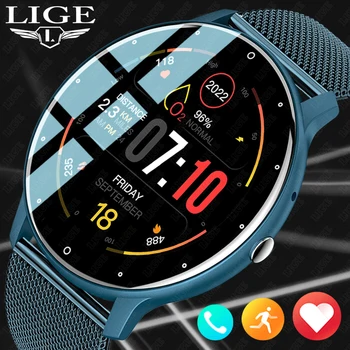 LIGE Новые Смарт-часы Для Мужчин, Голосовой Ассистент, Подключенный по Bluetooth Вызов, Мужские Часы с Пользовательским Циферблатом, Мониторинг уровня кислорода в крови, Спортивные Умные Часы