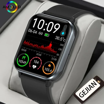 GEJIAN 2023 Новые умные часы для мужчин, Водонепроницаемые часы с кислородом в крови, пульсометром, BT-звонки, Умные часы для женщин, IOS Android