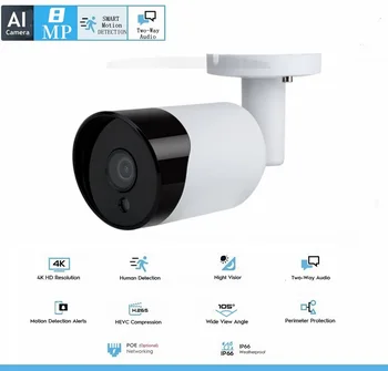 4k XM AI 8MP 4MP наружная IP-камера 5MP 3MP Водонепроницаемая POE камера безопасности Металлическая двухсторонняя аудио система ночного видения bullet Cam NVR