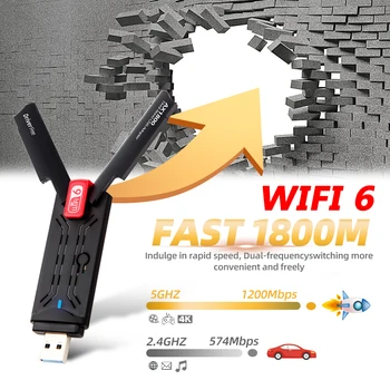 Wifi 6 USB 3,0 1800/1200 Мбит/с Wifi Адаптер Двухдиапазонный 5 ГГц 2,4 ГГц Беспроводная Сетевая карта 802.11ax RTL8832AU Wifi Антенна для ноутбука