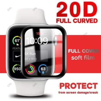 20D Изогнутая Полностью Мягкая Защитная пленка Для Apple Watch 7 6 5 4 SE 41 мм 45 мм 40 мм 44 мм Для iWatch Защитная пленка для экрана (не стеклянная)