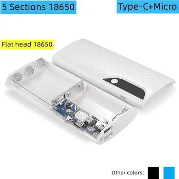 Самодельный аккумуляторный блок питания 5x18650, комплект для мобильного питания, Цифровой дисплей, двойная USB-зарядка для зарядки мобильных телефонов