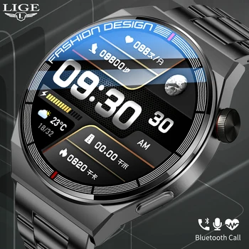 LIGE Новые Смарт-часы Мужские AMOLED 390*390 HD Экран, Всегда отображающий время, Фитнес-Браслет, Водонепроницаемые Умные Часы Из Нержавеющей Стали, Мужские