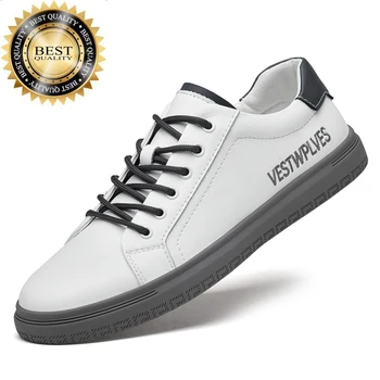 Мужская повседневная обувь, Кроссовки из натуральной кожи, мужские Дизайнерские однотонные классические модные мужские туфли на плоской подошве со шнуровкой, черный, белый цвет 38-44 C4