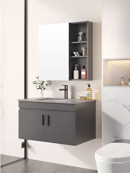 Легкая роскошная каменная плита, шкаф для ванной комнаты, современная простая раковина, встроенный умывальник, комбинированный керамический умывальник для ванной комнаты