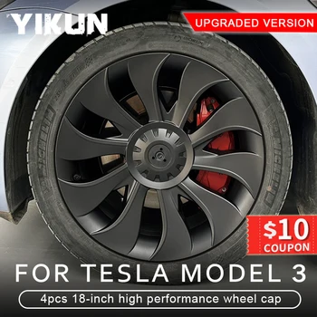 YIKUN 4 шт., крышка ступицы, Сменная крышка колеса, колпак для полного обода, аксессуары 2018-2023 2022 2021 для Tesla Model 3 18 Дюймов