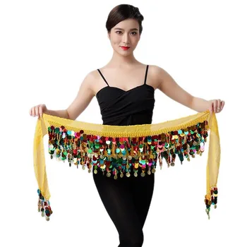 Взрослый пояс с оберткой для танца живота с монетами, разноцветный женский шарф для танца живота с пайетками, костюмы для индийских восточных танцев