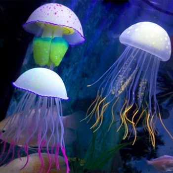 12ШТ Имитация Медузы Оптом Силиконовые Флуоресцентные Светящиеся Плавающие Рыбы Украшение Аквариума