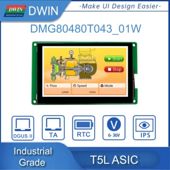 DWIN 4,3-Дюймовый Промышленный и медицинский UART-последовательный HMI IPS ЖК-дисплей с разрешением 800 *480 Дюймов TTL/RS232/RS485 с конформным покрытием