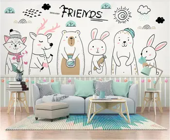 3d обои для стен в рулонах Европейский мультфильм милые животные декор детской комнаты настенная роспись на заказ 3d фотообои на стену