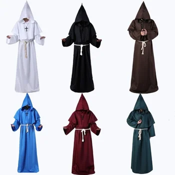 Новые мужские средневековые монашеские одеяния на Хэллоуин, костюмы монахов, костюмы волшебников, костюмы священников, костюмы для косплея