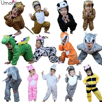 Umorden Для детей, детский костюм животного, косплей, динозавр, тигр, слон, костюмы животных на Хэллоуин, комбинезон для мальчика и девочки