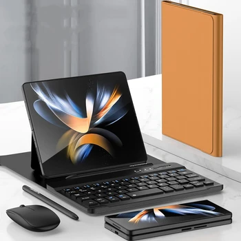 Беспроводная клавиатура складной кожаный чехол для Samsung Galaxy Z Fold 4/Fold 3 складной телефон креативная подставка Bluetooth мышь стилус