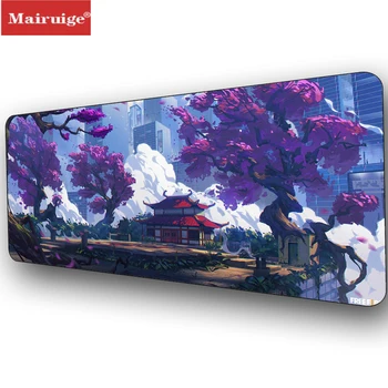 Аниме фиолетовый китайский стиль, высококачественные коврики для мыши, аксессуары для геймерской клавиатуры, персонализированный модный резиновый нескользящий коврик для рабочего стола
