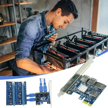 4-портовый адаптер PCI-E к USB PCI-E X1 к USB 3.0 Riser Card Extender Плата для Майнинга Графической видеокарты Для Bitcoin Litecoin