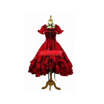 Горячее красное атласное платье для косплея на заказ