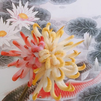 10 см цветок хризантемы, Заколка для волос, Бархатный головной убор Qitou, Антикварный головной убор Hanfu, Винтажный головной убор для волос Невесты, драматический головной убор