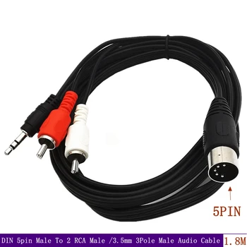 Аудиокабель DIN 5pin с разъемом 2 RCA/3,5 мм с 3 полюсами, используемый в аудиооборудовании кабель 180 см