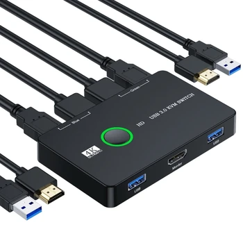 KVM-переключатель HDMI2.0-совместимый монитор с дисплеем 4K60Hz USB3.0 2 в 1 Из Беспроводной клавиатуры и мыши