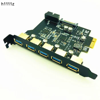 Сверхскоростной PCI-E к USB 3.0 19-Контактный 5-портовый Адаптер карты расширения PCI Express SATA 15Pin Разъем с компакт-диском с драйверами для настольных ПК