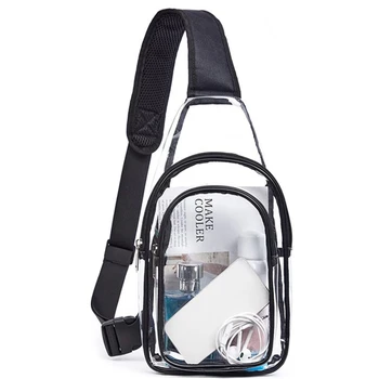 ПВХ Прозрачная сумка-слинг для стадиона, женская концертная сумка через плечо, прозрачная сумка-кошелек для стадиона с черным поясом, сумка-слинг для спортзала, поясная сумка